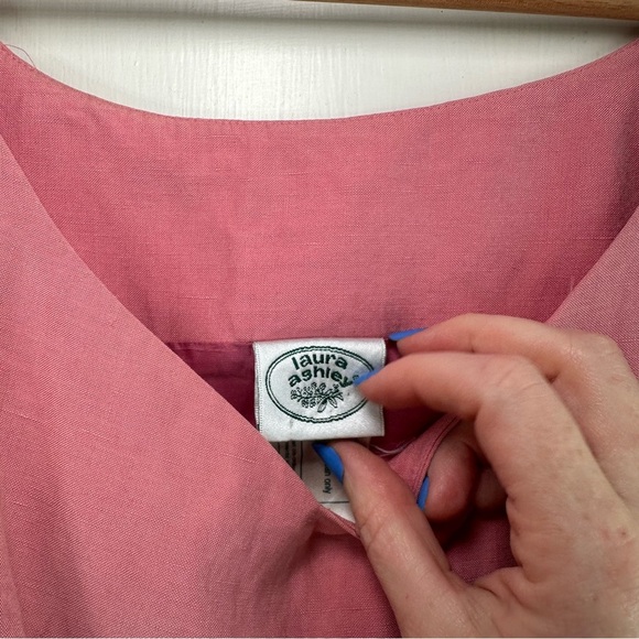 Vintage Laura Ashley Mini Silk Linen Dress - Picture 2 of 9